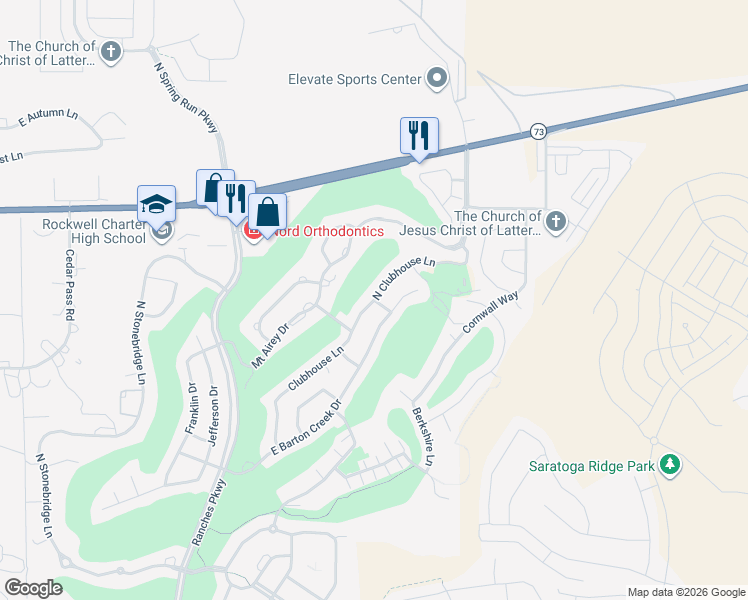 map of restaurants, bars, coffee shops, grocery stores, and more near 9021 North Clubhouse Lane in Eagle Mountain