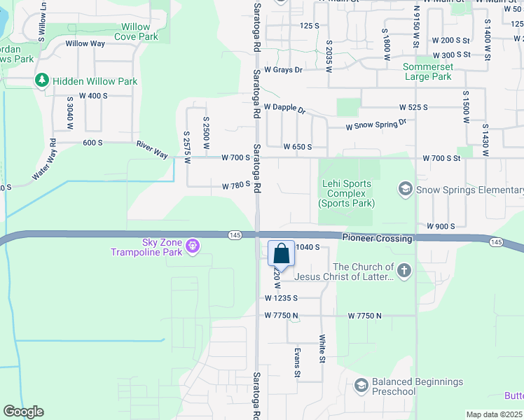 map of restaurants, bars, coffee shops, grocery stores, and more near 893 Saratoga Road in Lehi