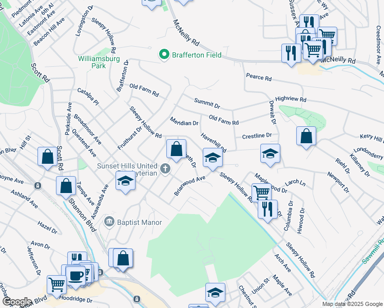 map of restaurants, bars, coffee shops, grocery stores, and more near 508 Sleepy Hollow Road in Pittsburgh