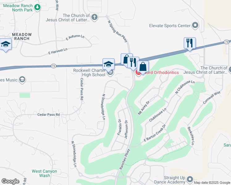 map of restaurants, bars, coffee shops, grocery stores, and more near 8984 East Skye Loop in Eagle Mountain