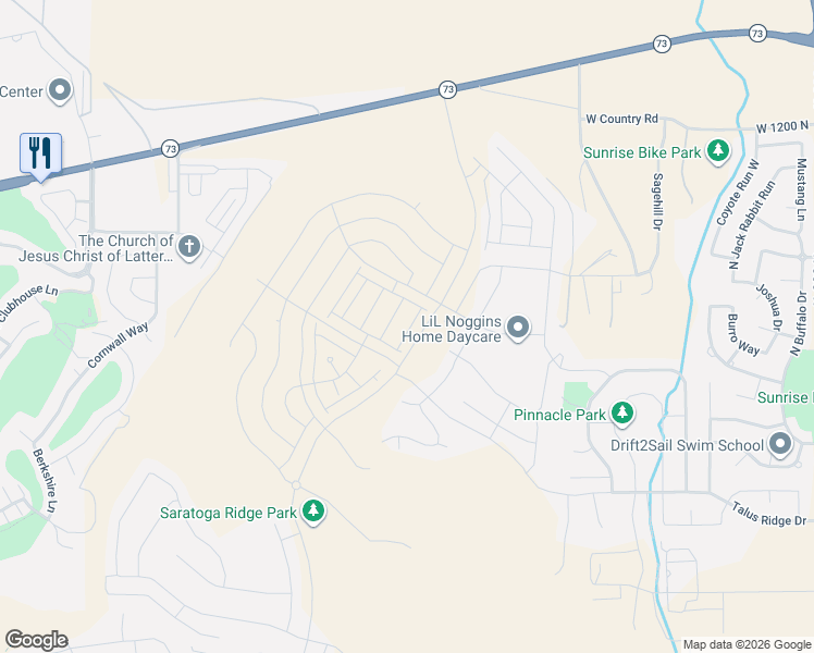 map of restaurants, bars, coffee shops, grocery stores, and more near 842 North Alta View Drive in Saratoga Springs