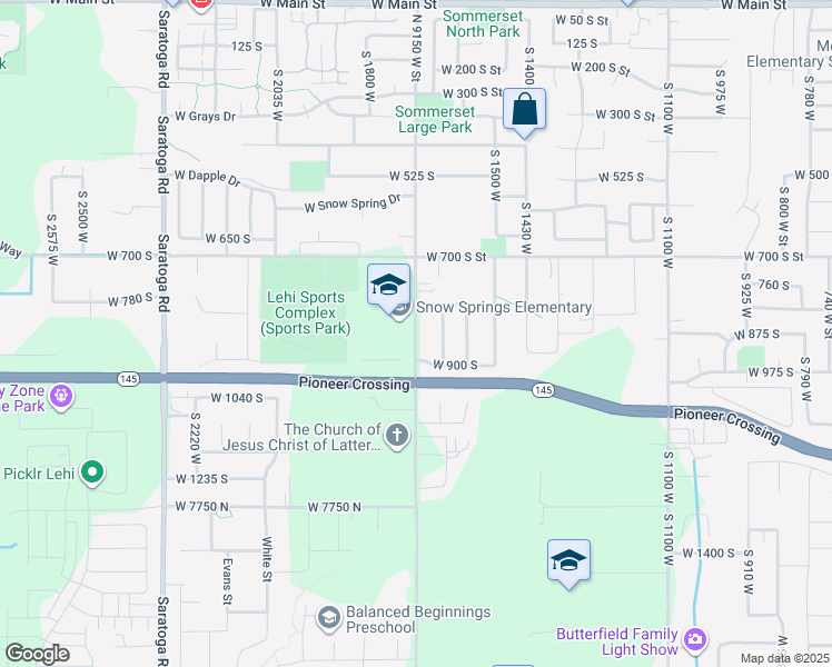 map of restaurants, bars, coffee shops, grocery stores, and more near North 9150 West in Lehi