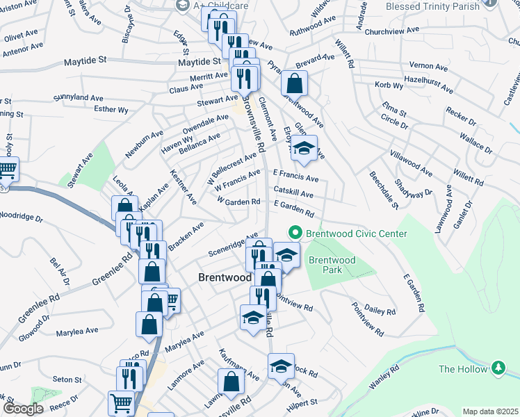 map of restaurants, bars, coffee shops, grocery stores, and more near 3304 Brownsville Road in Pittsburgh