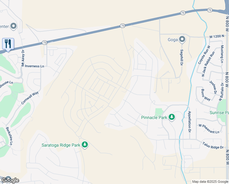 map of restaurants, bars, coffee shops, grocery stores, and more near 862 North Pugh Lane in Eagle Mountain
