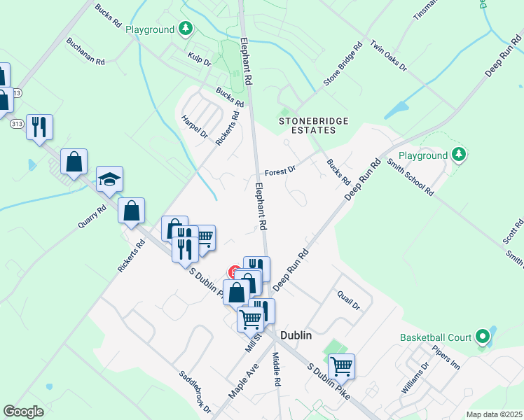 map of restaurants, bars, coffee shops, grocery stores, and more near 149 Elephant Road in Dublin