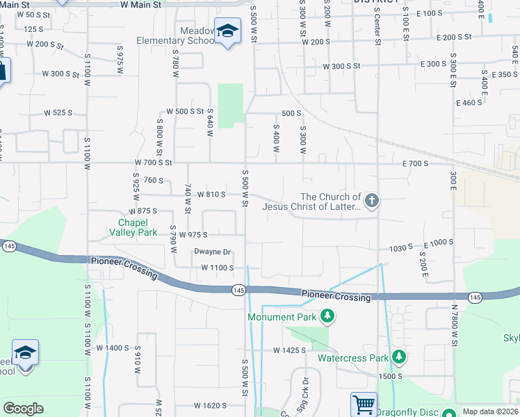 map of restaurants, bars, coffee shops, grocery stores, and more near 892 South 450 West in Lehi