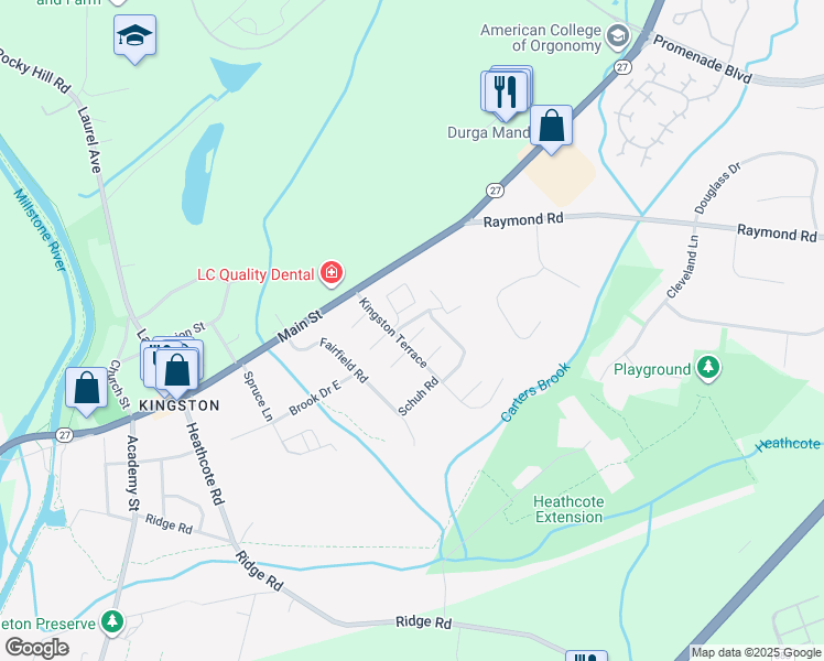 map of restaurants, bars, coffee shops, grocery stores, and more near 302 Cynthia Court in Princeton