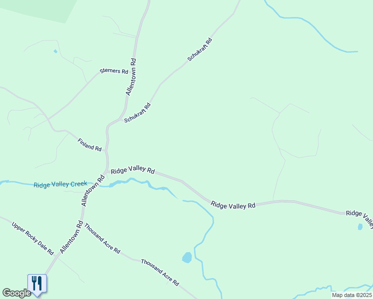 map of restaurants, bars, coffee shops, grocery stores, and more near 1305 Ridge Valley Road in Sellersville