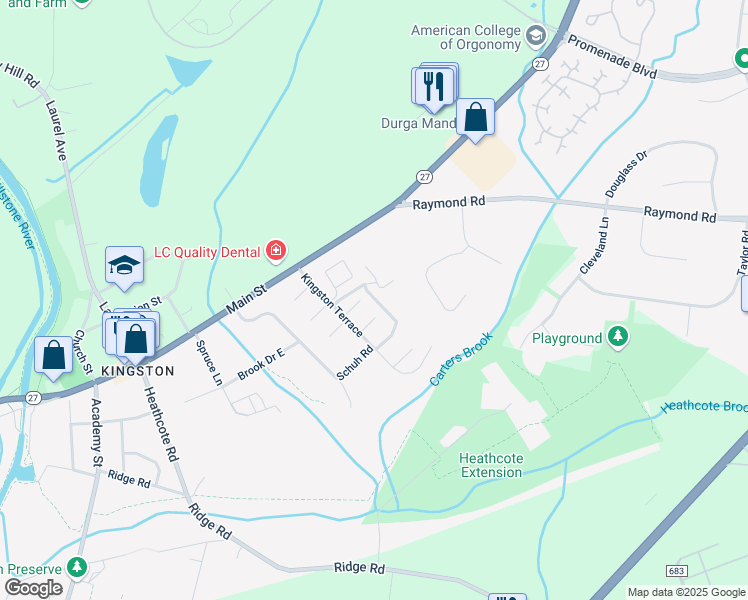 map of restaurants, bars, coffee shops, grocery stores, and more near 1309 Bradley Court in Princeton