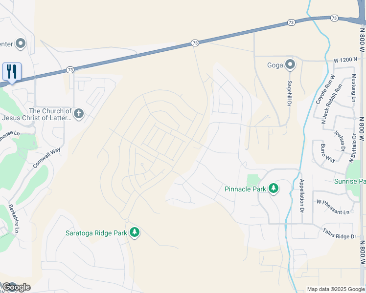 map of restaurants, bars, coffee shops, grocery stores, and more near 870 North Pugh Lane in Eagle Mountain