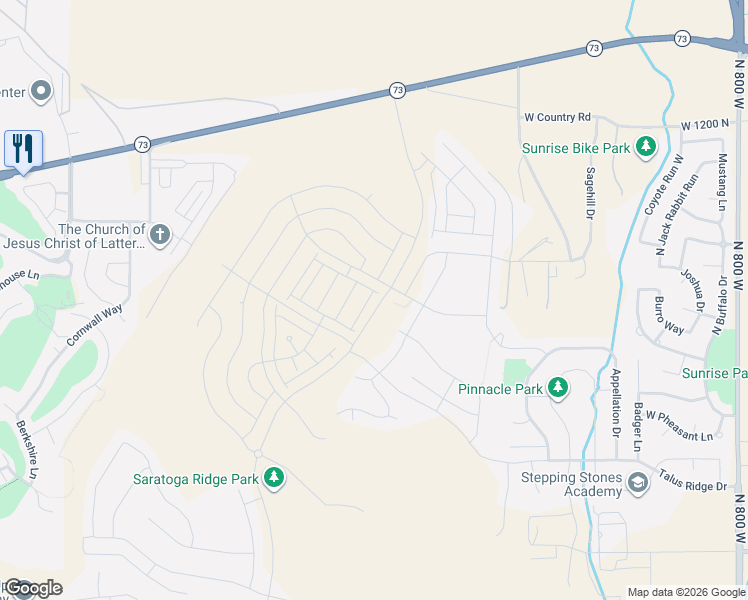 map of restaurants, bars, coffee shops, grocery stores, and more near 874 North Pugh Lane in Eagle Mountain