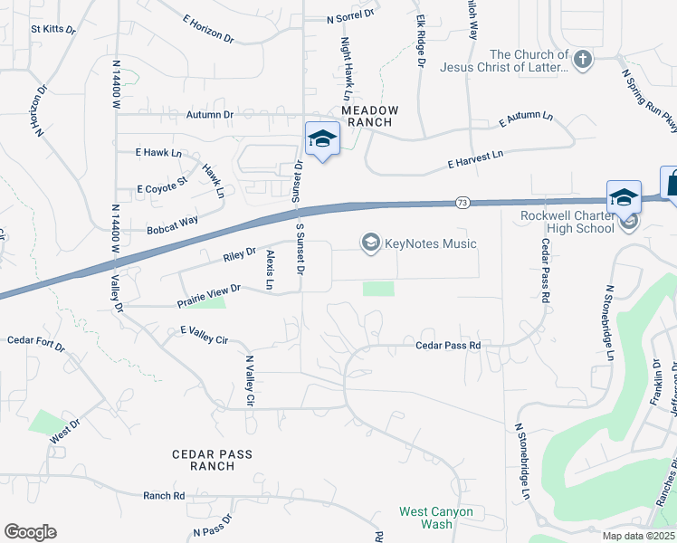 map of restaurants, bars, coffee shops, grocery stores, and more near 6786 North Lily Lane in Eagle Mountain