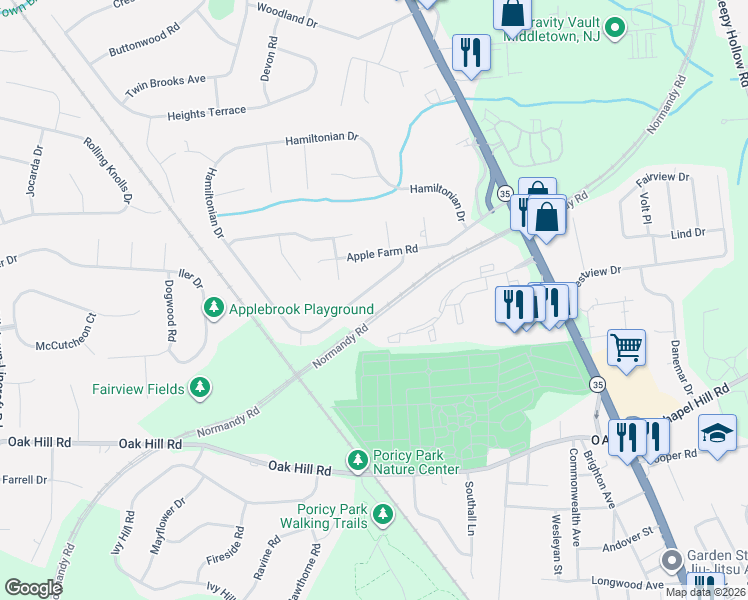 map of restaurants, bars, coffee shops, grocery stores, and more near 39 Rutledge Drive in Red Bank