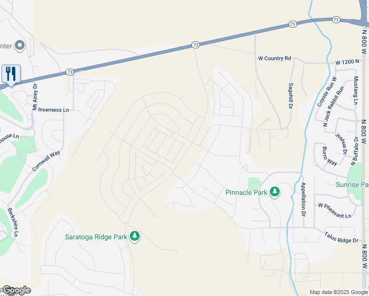 map of restaurants, bars, coffee shops, grocery stores, and more near 878 North Pugh Lane in Eagle Mountain
