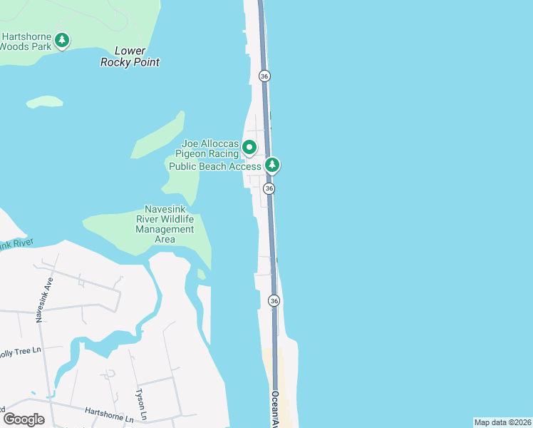 map of restaurants, bars, coffee shops, grocery stores, and more near 610 Ocean Avenue in Sea Bright