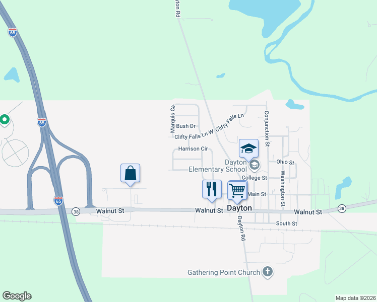 map of restaurants, bars, coffee shops, grocery stores, and more near 100 Nicely Drive in Dayton