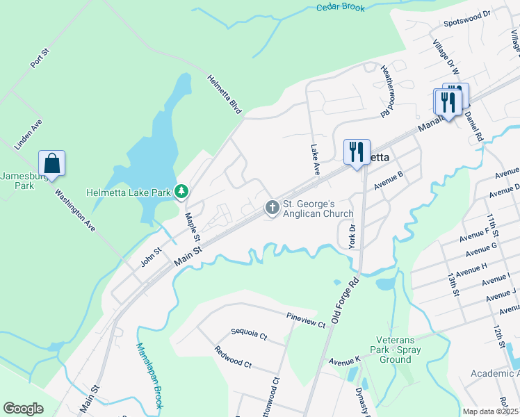 map of restaurants, bars, coffee shops, grocery stores, and more near 38 High Street in Helmetta