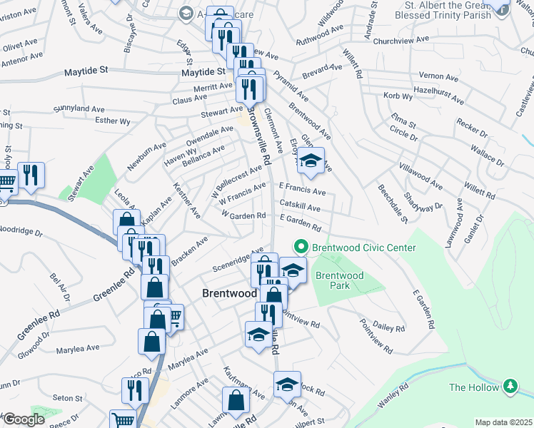 map of restaurants, bars, coffee shops, grocery stores, and more near 3222 Brownsville Road in Pittsburgh