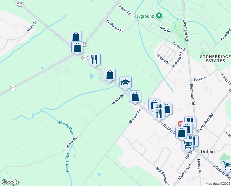 map of restaurants, bars, coffee shops, grocery stores, and more near 1006 Quarry Road in Perkasie