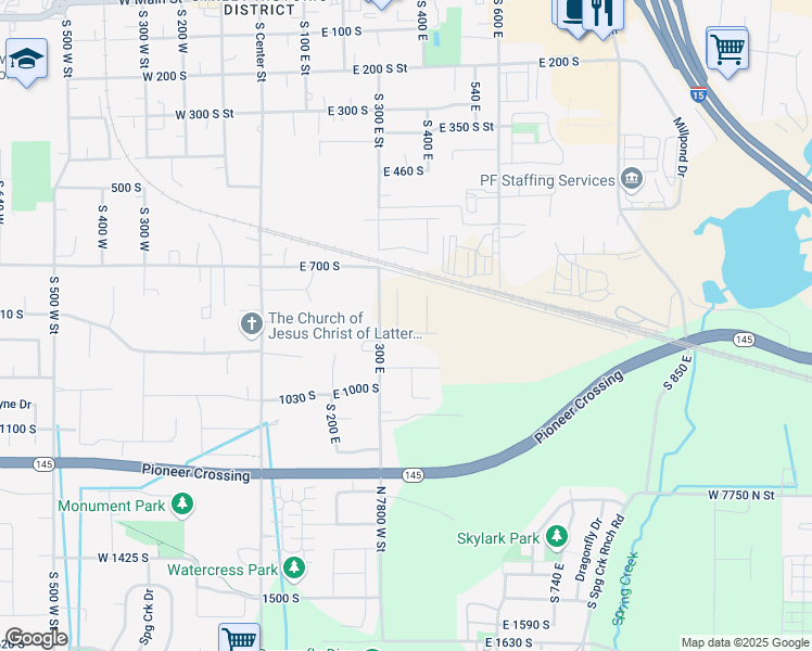 map of restaurants, bars, coffee shops, grocery stores, and more near 793 South 350 East in Lehi
