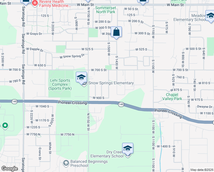 map of restaurants, bars, coffee shops, grocery stores, and more near 832 South 1580 West in Lehi