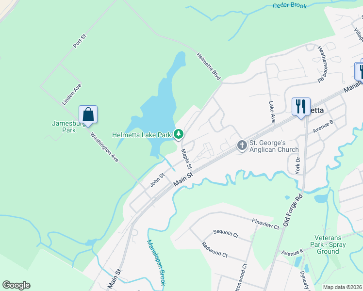 map of restaurants, bars, coffee shops, grocery stores, and more near 15 Maple Street in Helmetta