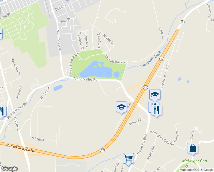 map of restaurants, bars, coffee shops, grocery stores, and more near 400 Spring Valley Road in Reading