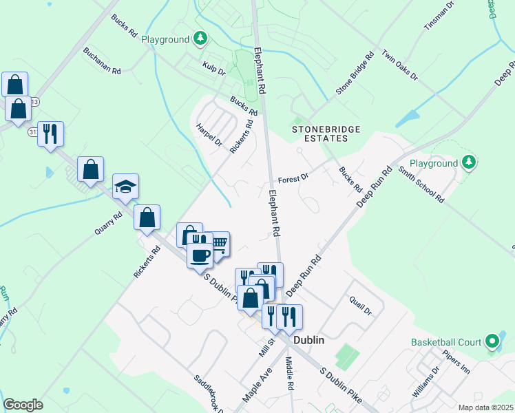 map of restaurants, bars, coffee shops, grocery stores, and more near 178 Elephant Road in Dublin