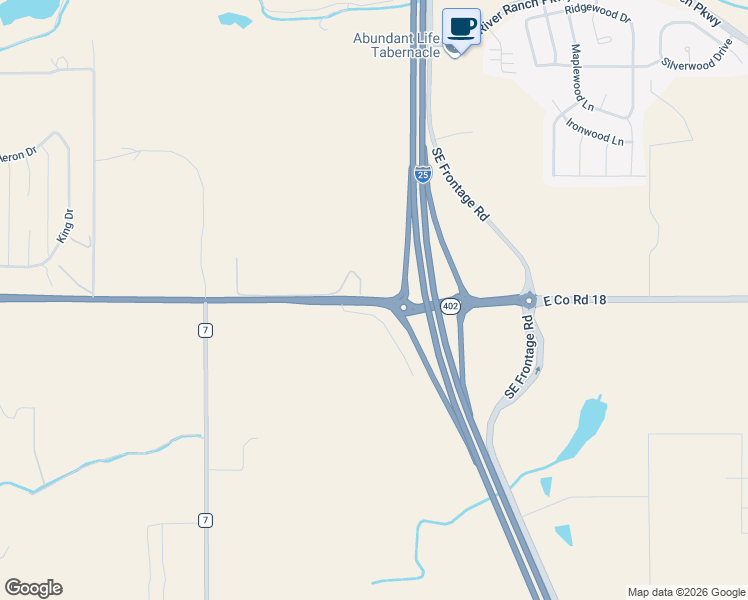 map of restaurants, bars, coffee shops, grocery stores, and more near 5801 14th Street Southeast in Loveland