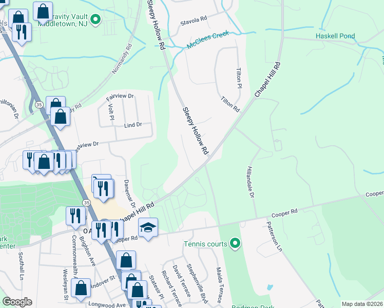 map of restaurants, bars, coffee shops, grocery stores, and more near 23 Lombardi Court in Red Bank