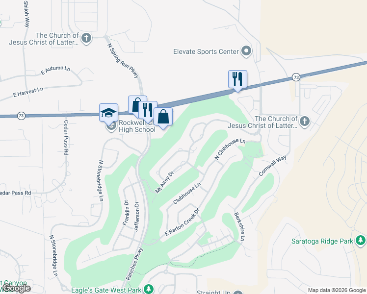 map of restaurants, bars, coffee shops, grocery stores, and more near 9081 North Torrey Pines Loop in Eagle Mountain