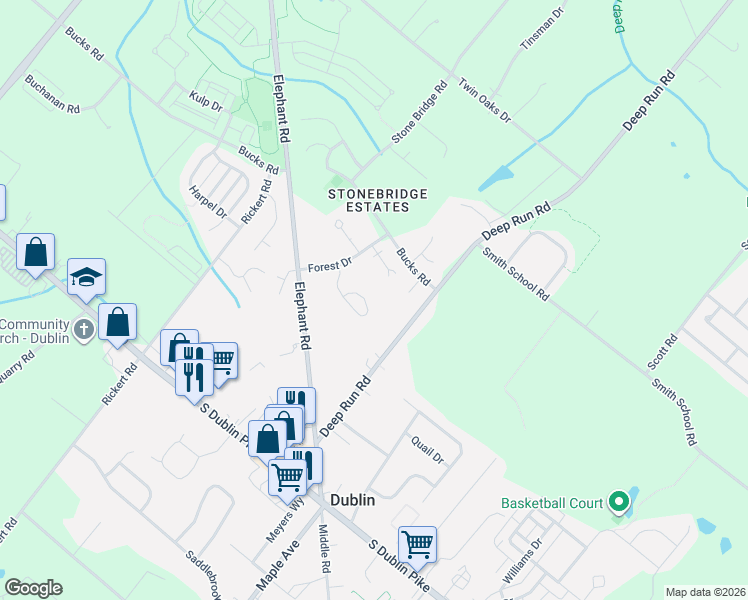 map of restaurants, bars, coffee shops, grocery stores, and more near 112 Allem Lane in Perkasie