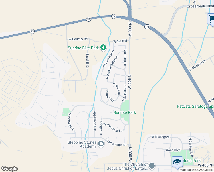 map of restaurants, bars, coffee shops, grocery stores, and more near 956 Burro Way in Saratoga Springs