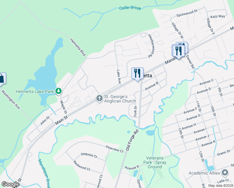 map of restaurants, bars, coffee shops, grocery stores, and more near 51 Main Street in Helmetta