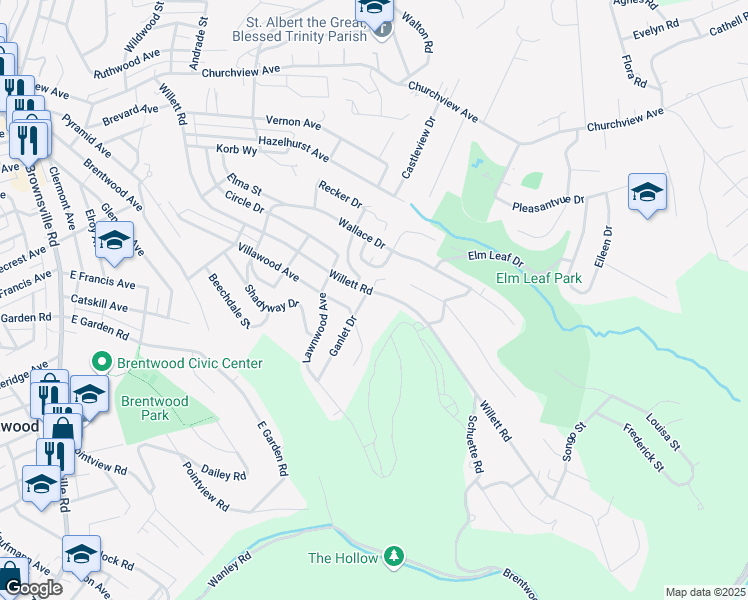 map of restaurants, bars, coffee shops, grocery stores, and more near 3504 Willett Road in Pittsburgh