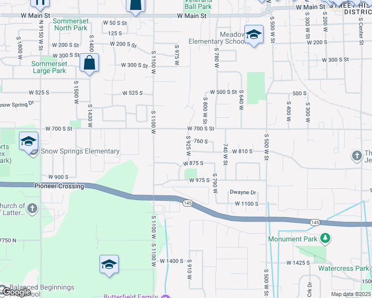 map of restaurants, bars, coffee shops, grocery stores, and more near 798 South 925 West in Lehi