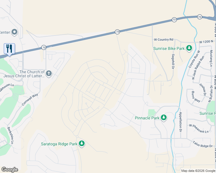 map of restaurants, bars, coffee shops, grocery stores, and more near 1467 West Skyline Drive in Saratoga Springs