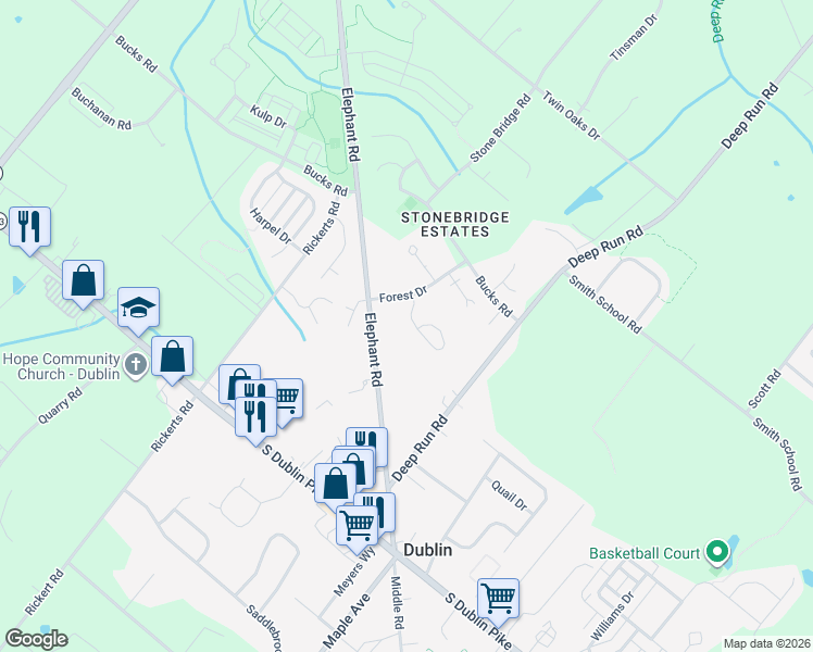 map of restaurants, bars, coffee shops, grocery stores, and more near 238 Allem Lane in Perkasie