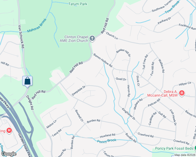 map of restaurants, bars, coffee shops, grocery stores, and more near 46 Crane Court in Middletown Township