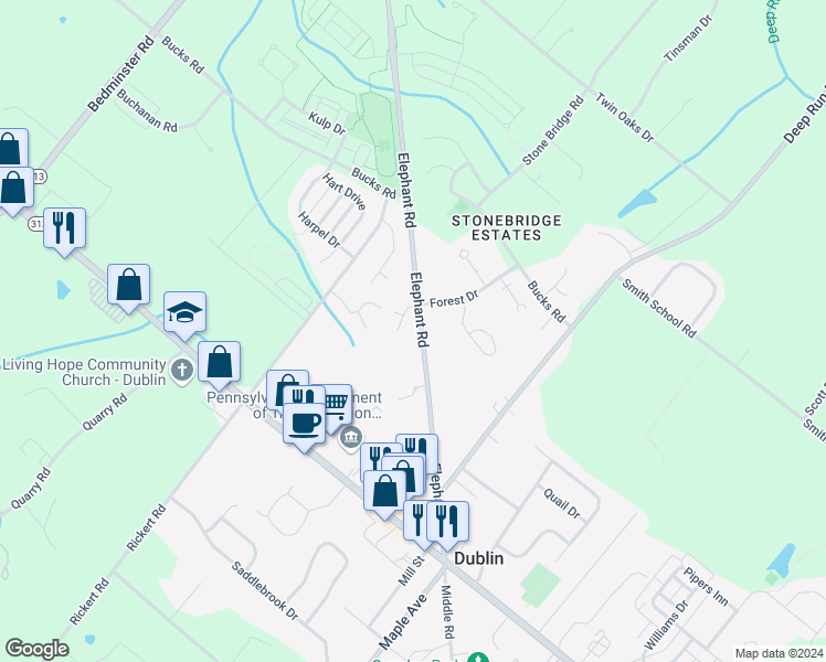 map of restaurants, bars, coffee shops, grocery stores, and more near 172 Elephant Road in Dublin