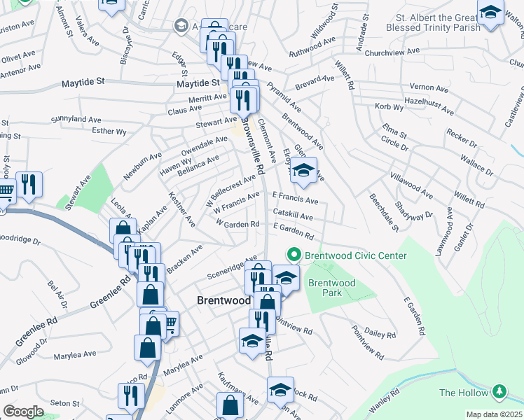 map of restaurants, bars, coffee shops, grocery stores, and more near 3222 Brownsville Road in Pittsburgh