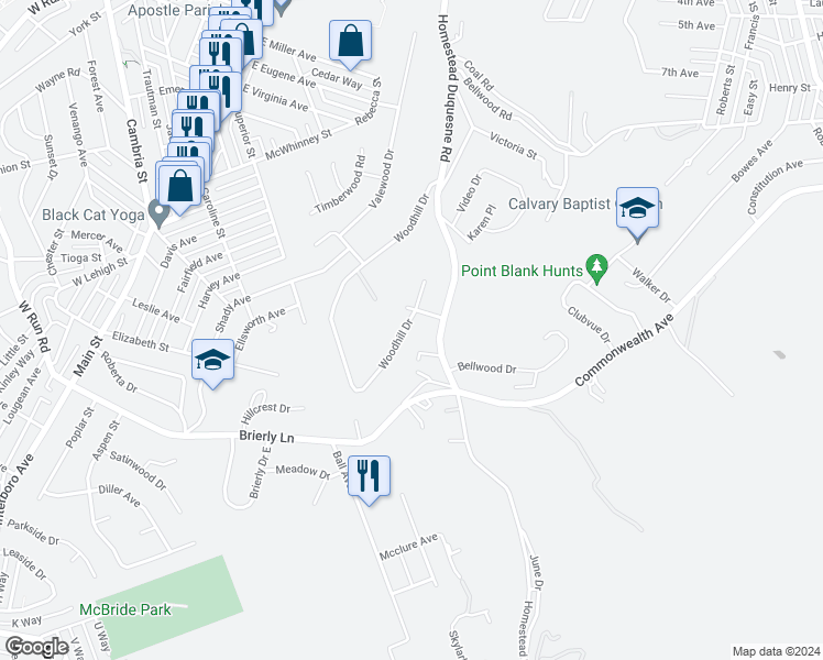 map of restaurants, bars, coffee shops, grocery stores, and more near 4413 Woodhill Drive in Homestead