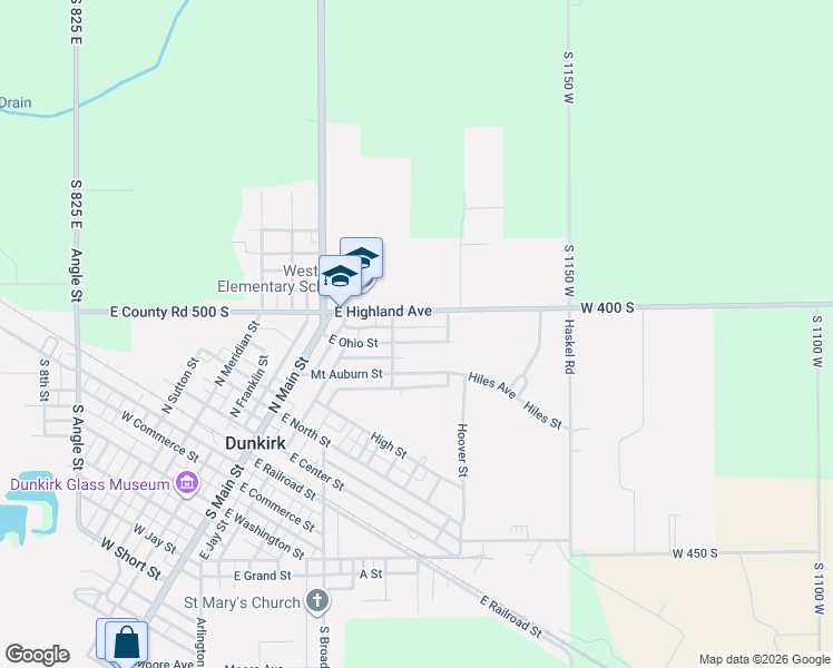 map of restaurants, bars, coffee shops, grocery stores, and more near 300-354 E Ohio St in Dunkirk