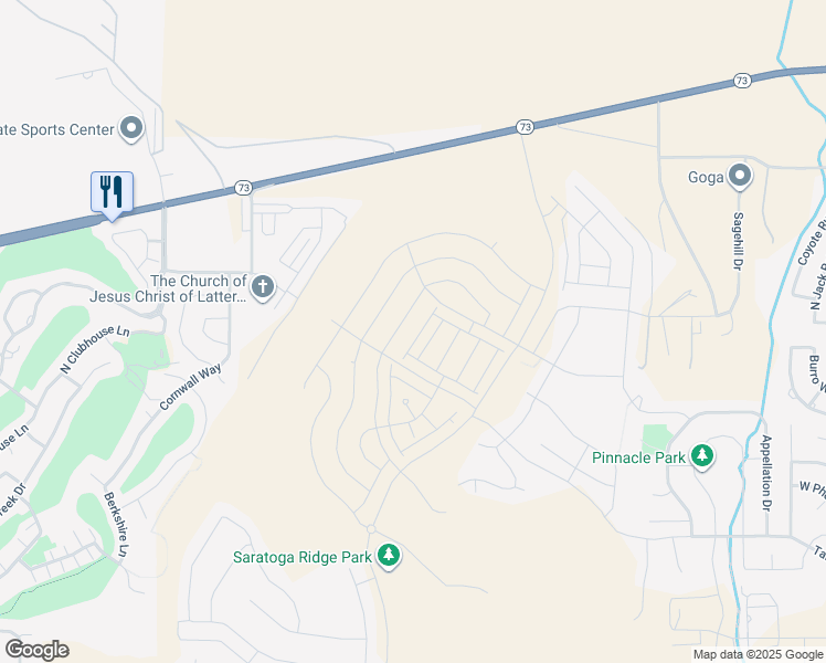 map of restaurants, bars, coffee shops, grocery stores, and more near Unnamed Road in Saratoga Springs