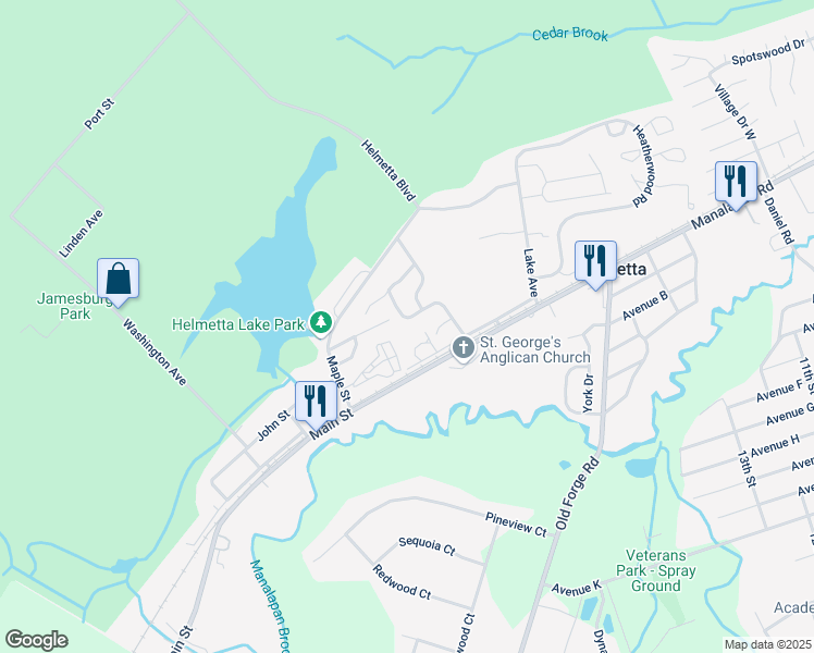 map of restaurants, bars, coffee shops, grocery stores, and more near 27 George W Helme Drive in Helmetta