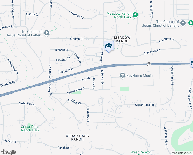 map of restaurants, bars, coffee shops, grocery stores, and more near 9110 Alexis Lane in Eagle Mountain
