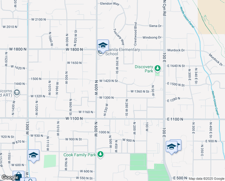 map of restaurants, bars, coffee shops, grocery stores, and more near 1342 North 450 West in Pleasant Grove