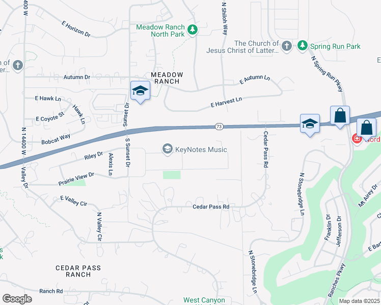 map of restaurants, bars, coffee shops, grocery stores, and more near East Lake Vista Drive in Eagle Mountain