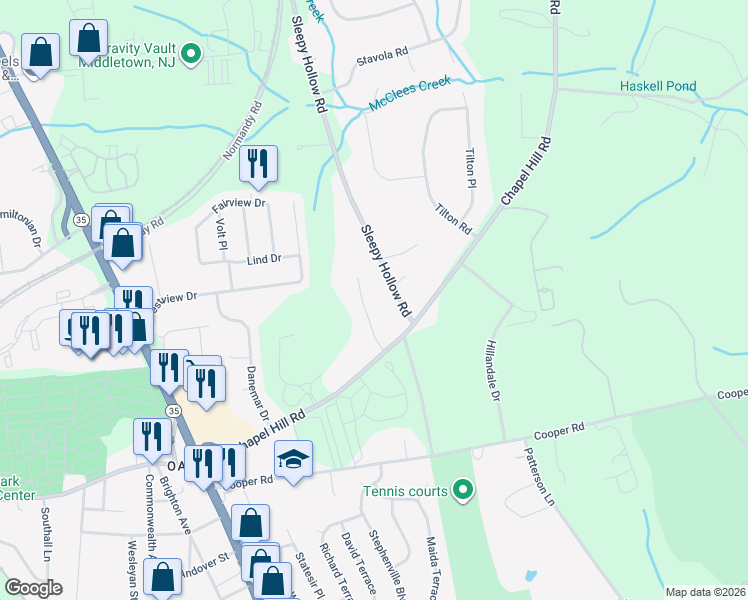 map of restaurants, bars, coffee shops, grocery stores, and more near 23 Lombardi Court in Red Bank