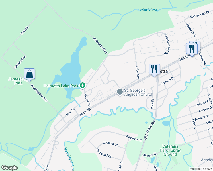 map of restaurants, bars, coffee shops, grocery stores, and more near 27 George W Helme Drive in Helmetta